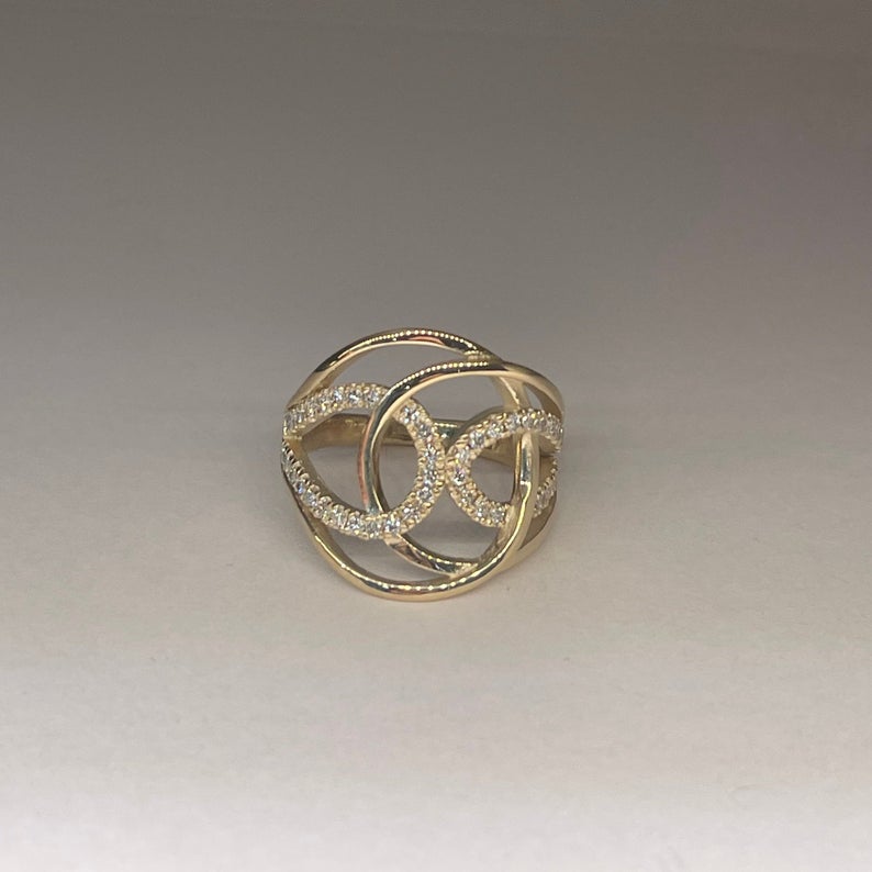 Diamond Gold Ring | Statement Ring | Engagement Ring | Diamond Bands | Women’s Ring| Wedding Band | Stacked Diamonds | Women’s Jewelry