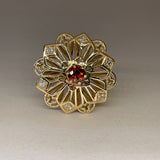 Custom Ring | Flower Ring | Intricate Ring | Statement Ring | Gold Ring | Garnet Ring | Orange Gemstone | Diamond Ring | Large Ring