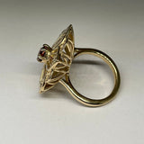 Custom Ring | Flower Ring | Intricate Ring | Statement Ring | Gold Ring | Garnet Ring | Orange Gemstone | Diamond Ring | Large Ring