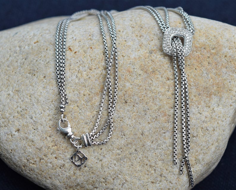 Silver Diamond Pave Necklace | Diamond Necklace | Silver Necklace | MinimalistNecklace | 925 Silver | Women’s Necklace | Pave Se