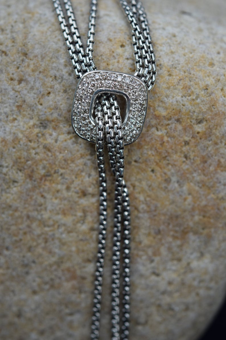 Silver Diamond Pave Necklace | Diamond Necklace | Silver Necklace | MinimalistNecklace | 925 Silver | Women’s Necklace | Pave Se