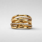 Yellow gold and diamond wide band