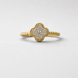 Yellow Gold & Diamond Flower Ring with Rope Band