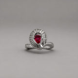 Pear  Shaped Ruby and Baguette Diamond ing
