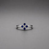 Blue Sapphire Flower Ring