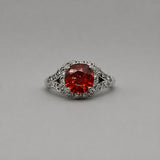 Red Garnet Halo Ring