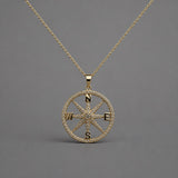 Compass Yellow Gold and Diamond Pendant
