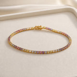 Pastel Yellow, Blue and Pink Sapphires Bracelet