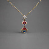 Rainbow Sapphire and Diamond Pendant