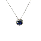 Blue Sapphire and White Diamond  Pendant Necklace