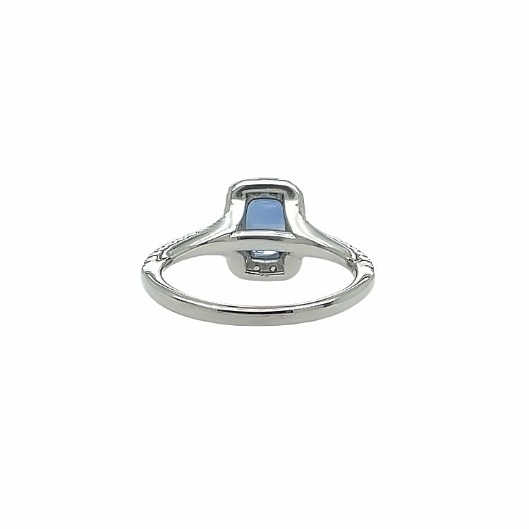 Blue sapphire halo ring