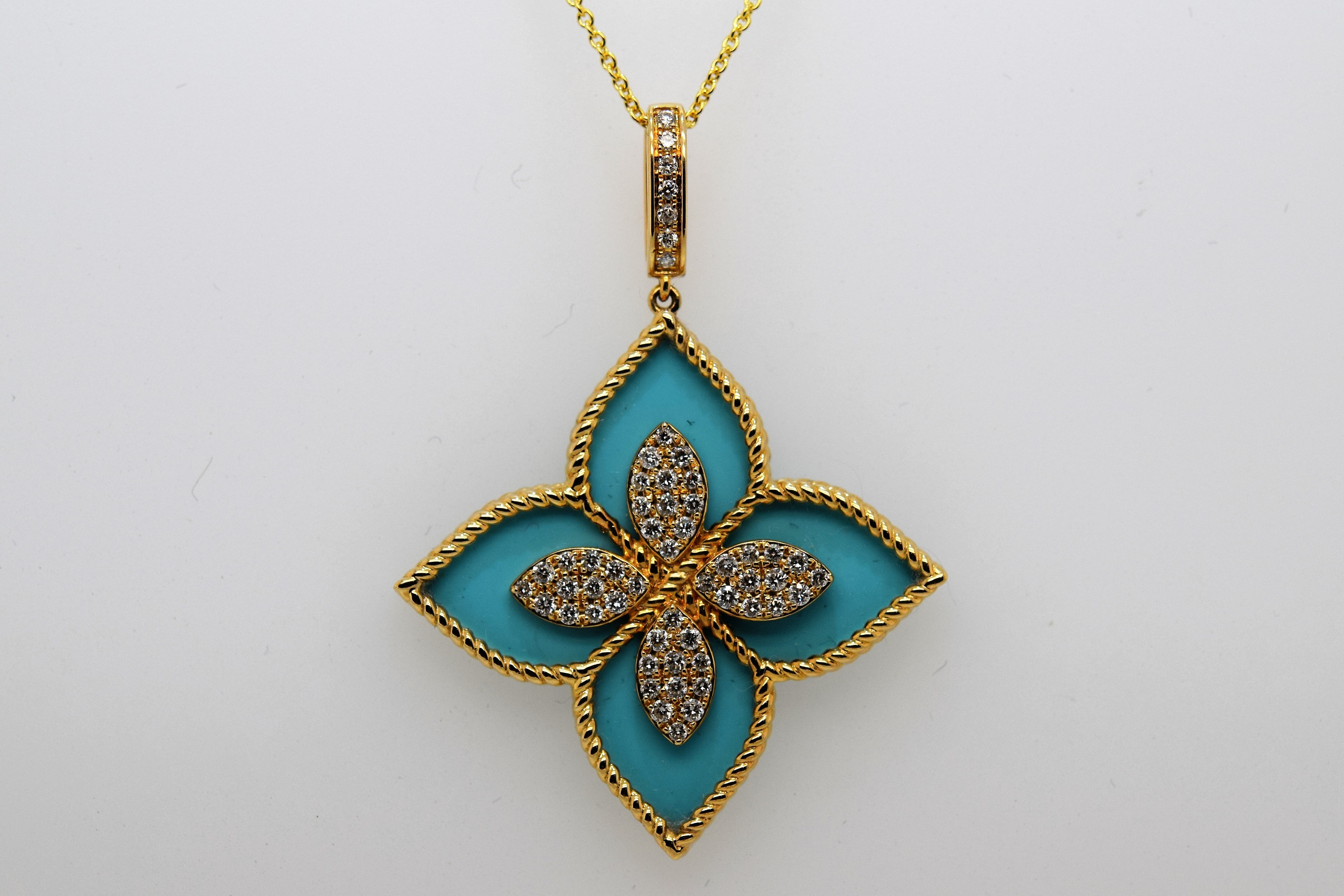 Turquoise Necklace | Diamond Pendant