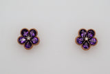 Rose Gold Amethyst Flower Stud Earrings