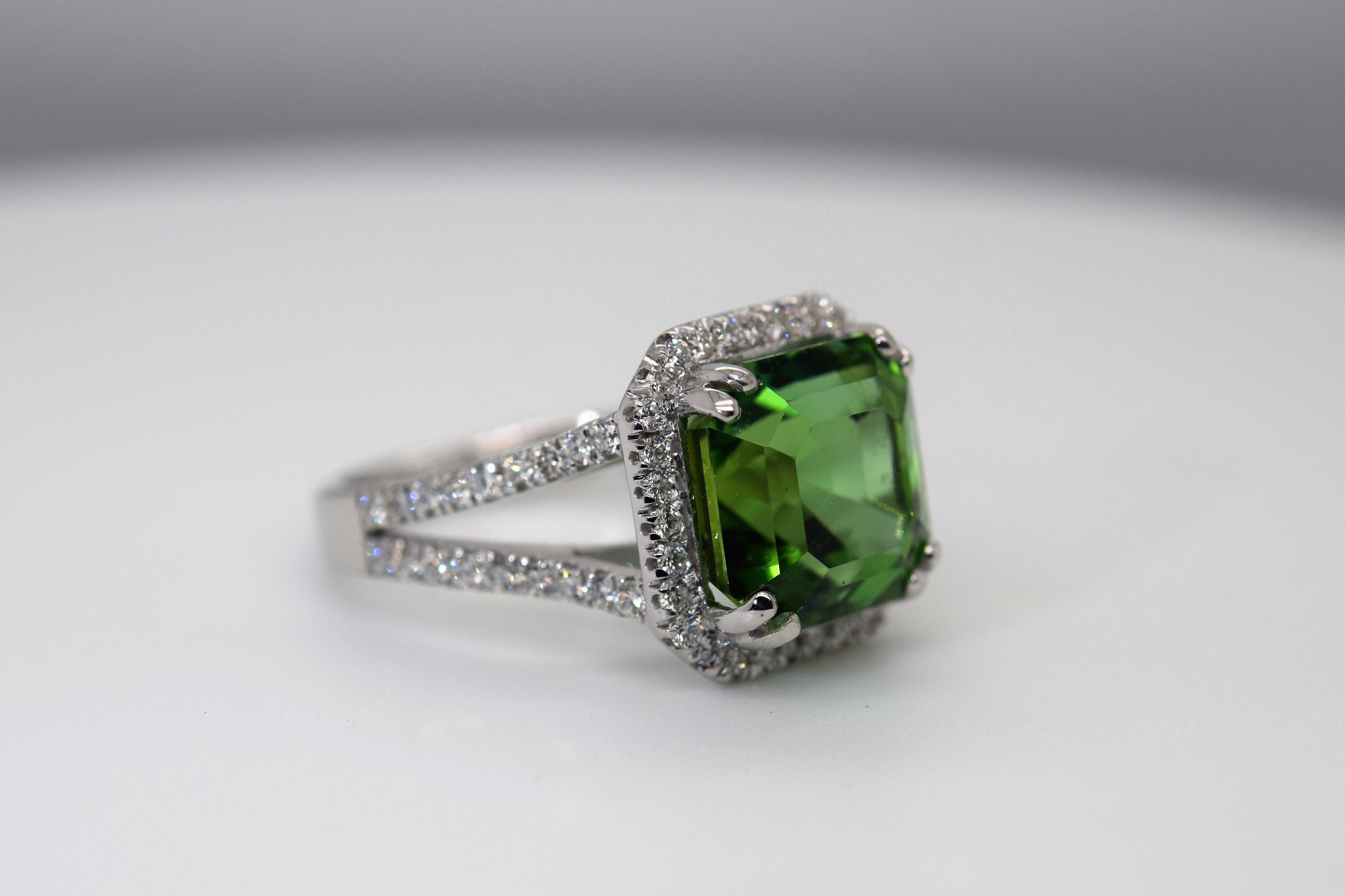 Flash Sale- Gorgeous Halo Cushion Cut Paraiba Green Tourmaline Engagement  Ring from Black Diamonds New York