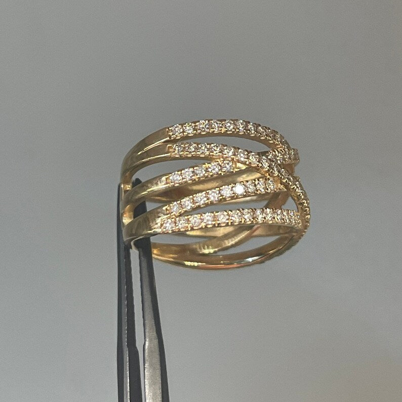 Diamond Gold Ring | Stacked Rings | Statement Ring | Engagement Ring | Diamond Bands | Women’s Ring| Stacked Diamonds | Women’s Jewelry
